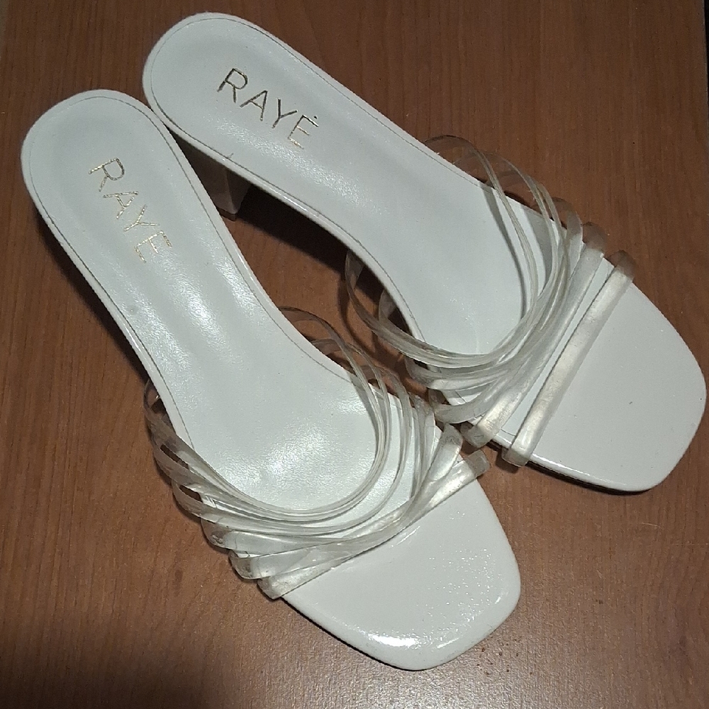 RAYE White Clear-Strap Mules Size 7 AS IS
